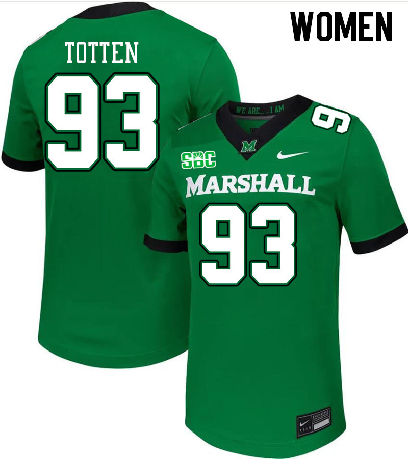 Women #93 Nathan Totten Marshall Thundering Herd SBC Conference College Football Jerseys Stitched-Gr